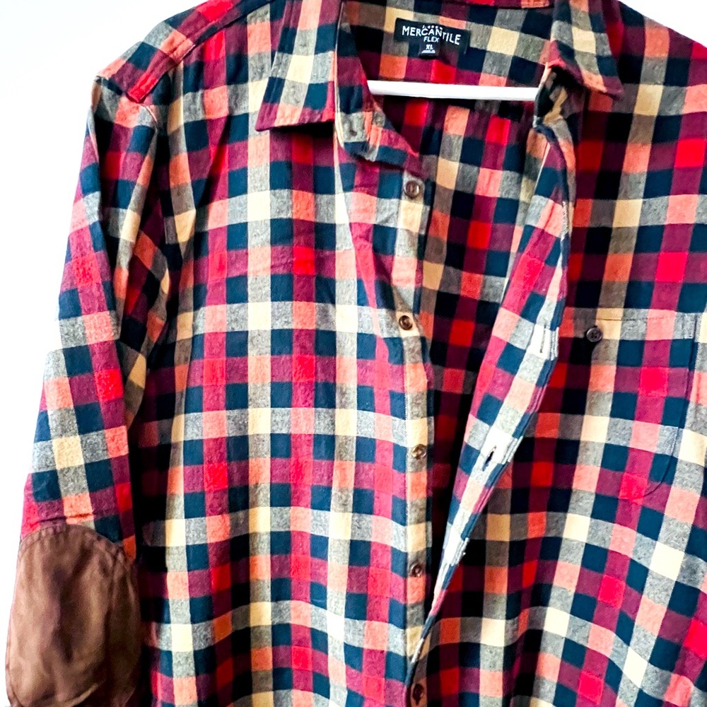 BRAND NEW Flannel Shirt with Suede Elbow Pads, Sz: XL